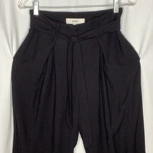 Cameo High-Waist Pleated Viscose Cropped Pants With Tie Waist Size M